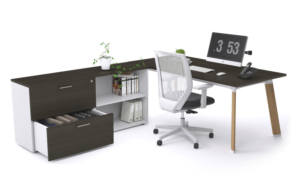 Switch Executive Setting With Uniform Spine - Wood Imprint Frame [1800L x 700W]-dark oak none 2 drawer open filing cabinet