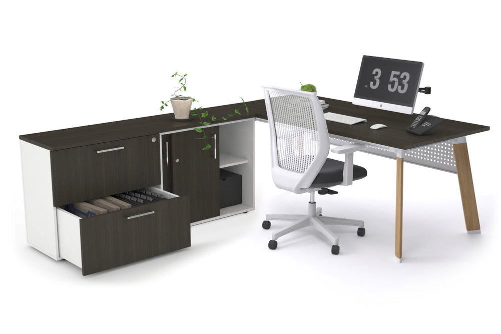 Switch Executive Setting With Uniform Spine - Wood Imprint Frame [1800L x 700W]-dark oak white modesty 2 drawer lateral sliding door credenza