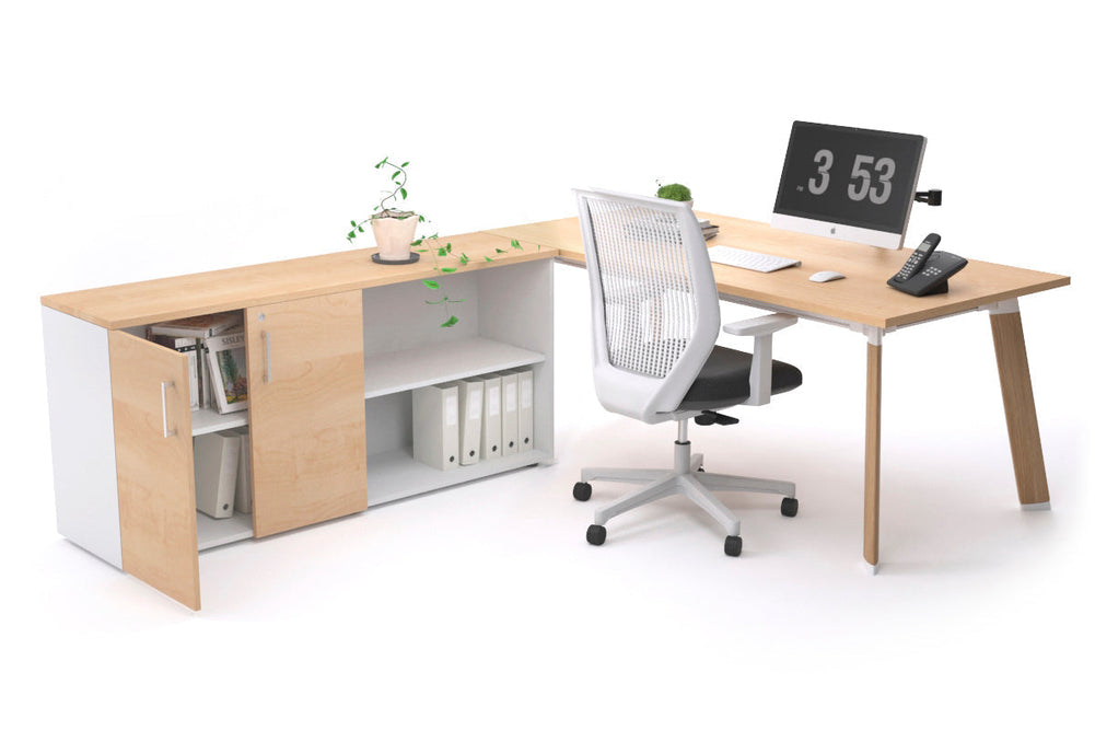 Switch Executive Setting With Uniform Spine - Wood Imprint Frame [1800L x 700W]-maple none 2 door open storage cabinet