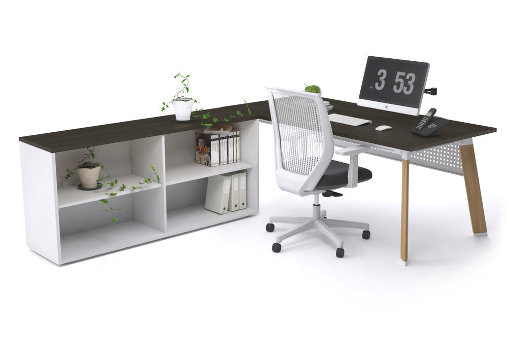 Switch Executive Setting With Uniform Spine - Wood Imprint Frame [1800L x 700W]-dark oak white modesty open bookcase