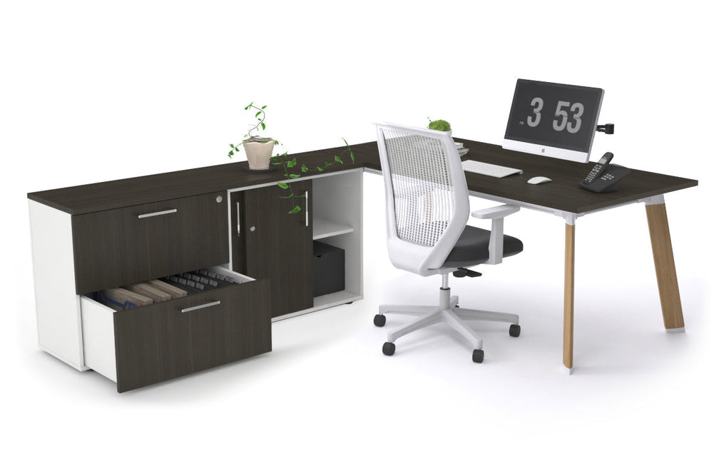 Switch Executive Setting With Uniform Spine - Wood Imprint Frame [1800L x 700W]-dark oak none 2 drawer lateral sliding door credenza