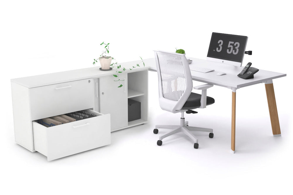 Switch Executive Setting With Uniform Spine - Wood Imprint Frame [1800L x 700W]-white none 2 drawer lateral sliding door credenza