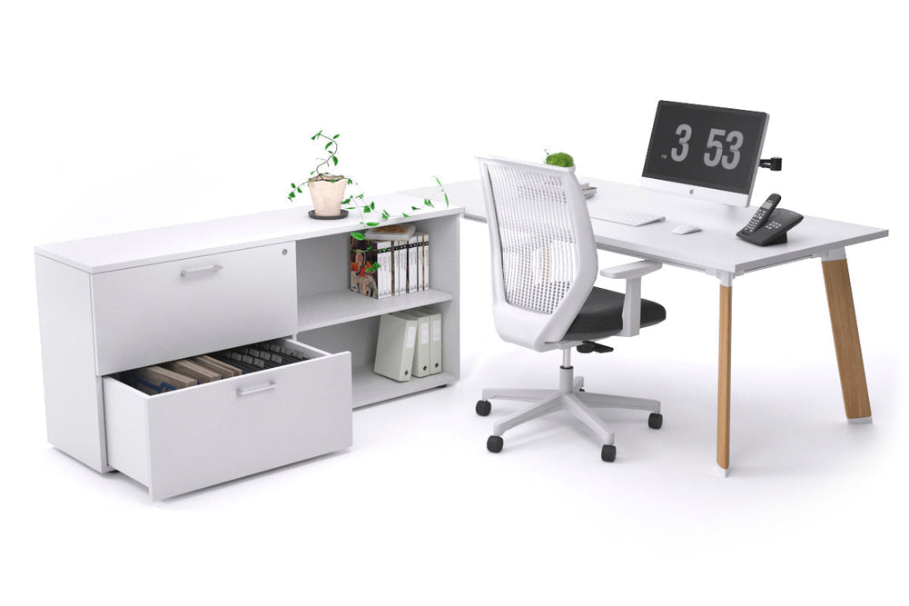 Switch Executive Setting With Uniform Spine - Wood Imprint Frame [1800L x 700W]-white none 2 drawer open filing cabinet