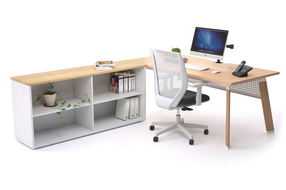 Switch Executive Setting With Uniform Spine - Wood Imprint Frame [1800L x 800W with Cable Scallop]-maple white modesty open bookcase