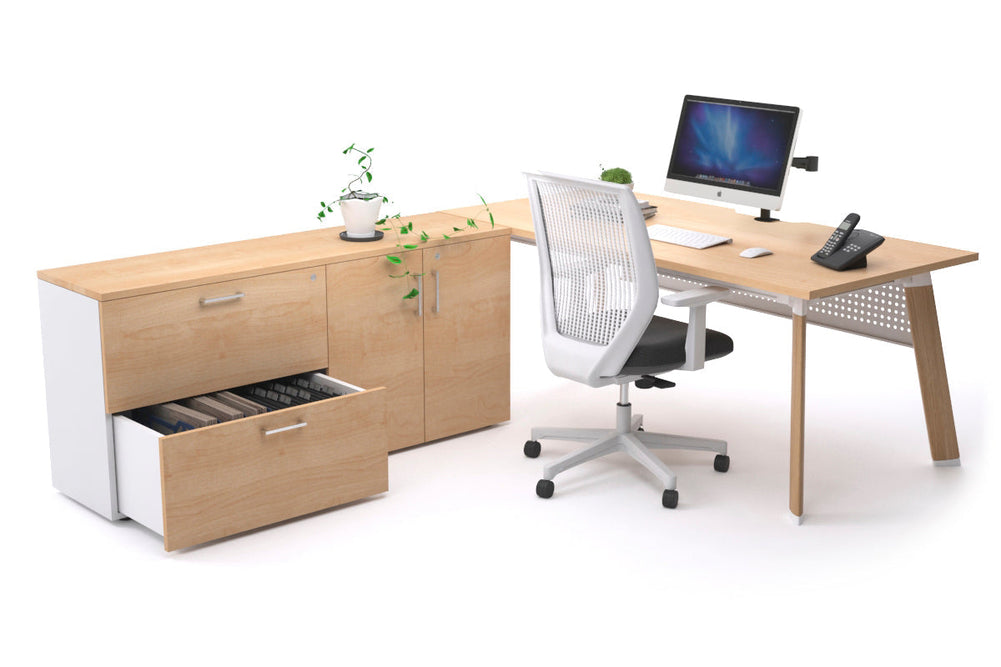 Switch Executive Setting With Uniform Spine - Wood Imprint Frame [1800L x 800W with Cable Scallop]-maple white modesty 2 drawer 2 door filing cabinet