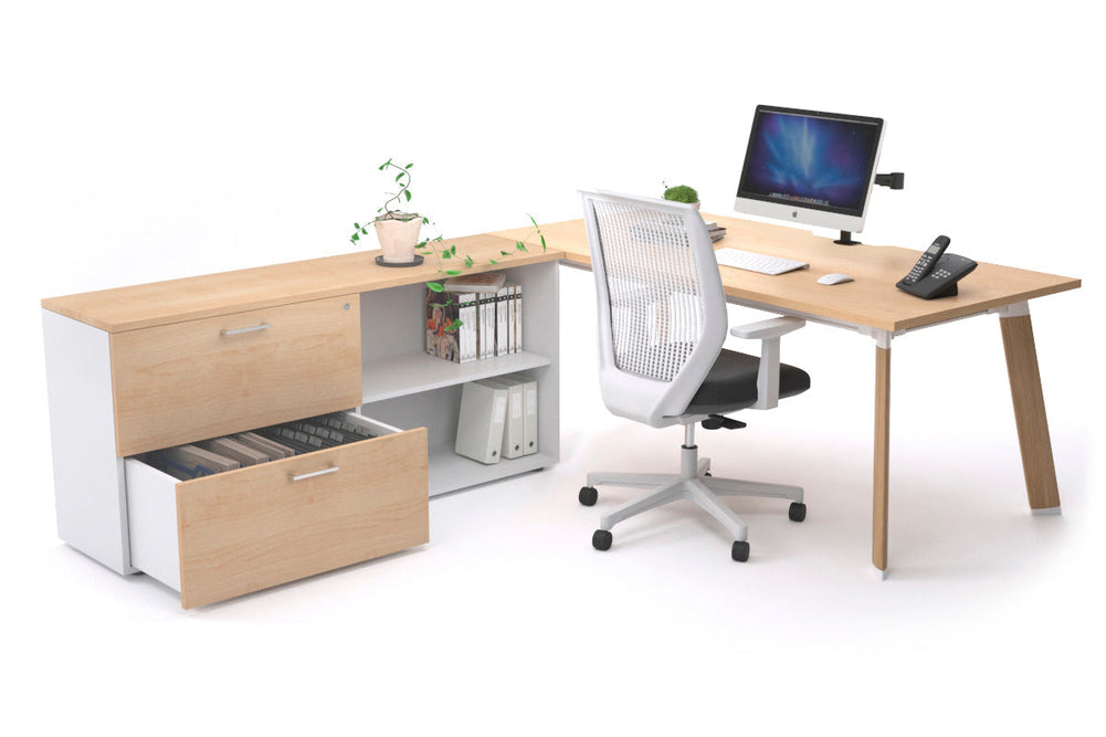 Switch Executive Setting With Uniform Spine - Wood Imprint Frame [1800L x 800W with Cable Scallop]-maple none 2 drawer open filing cabinet