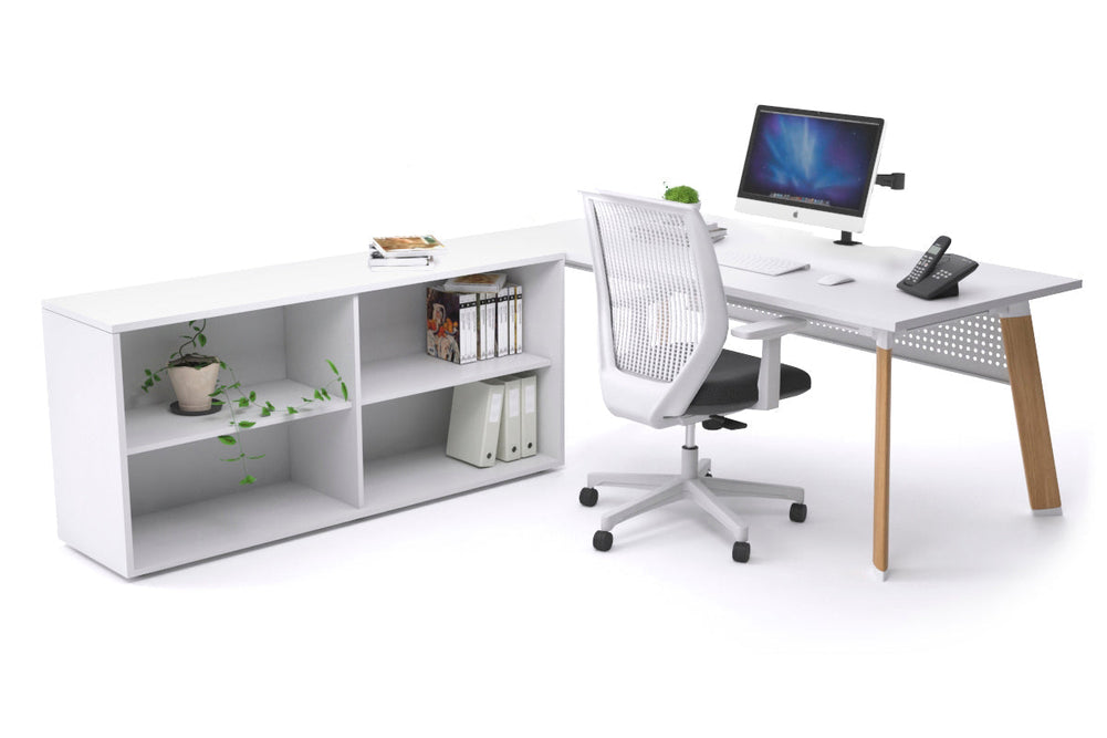 Switch Executive Setting With Uniform Spine - Wood Imprint Frame [1800L x 800W with Cable Scallop]-white white modesty open bookcase