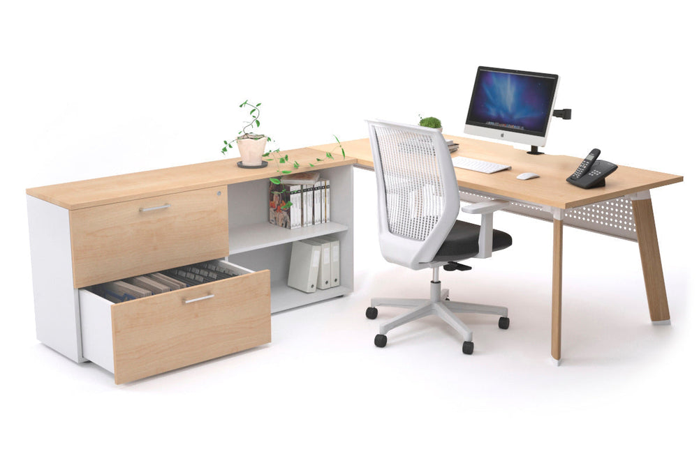 Switch Executive Setting With Uniform Spine - Wood Imprint Frame [1800L x 800W with Cable Scallop]-maple white modesty 2 drawer open filing cabinet