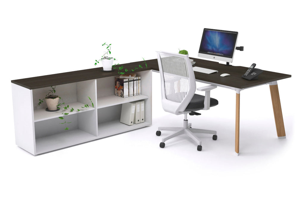 Switch Executive Setting With Uniform Spine - Wood Imprint Frame [1800L x 800W with Cable Scallop]-dark oak none open bookcase