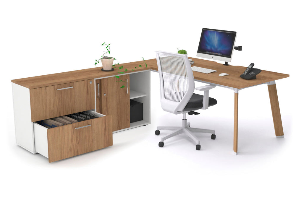 Switch Executive Setting With Uniform Spine - Wood Imprint Frame [1800L x 800W with Cable Scallop]-salvage oak none 2 drawer lateral sliding door credenza