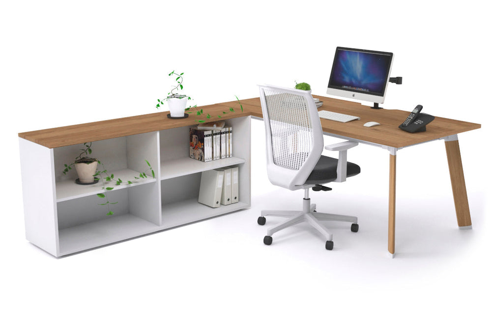 Switch Executive Setting With Uniform Spine - Wood Imprint Frame [1800L x 800W with Cable Scallop]-salvage oak none open bookcase