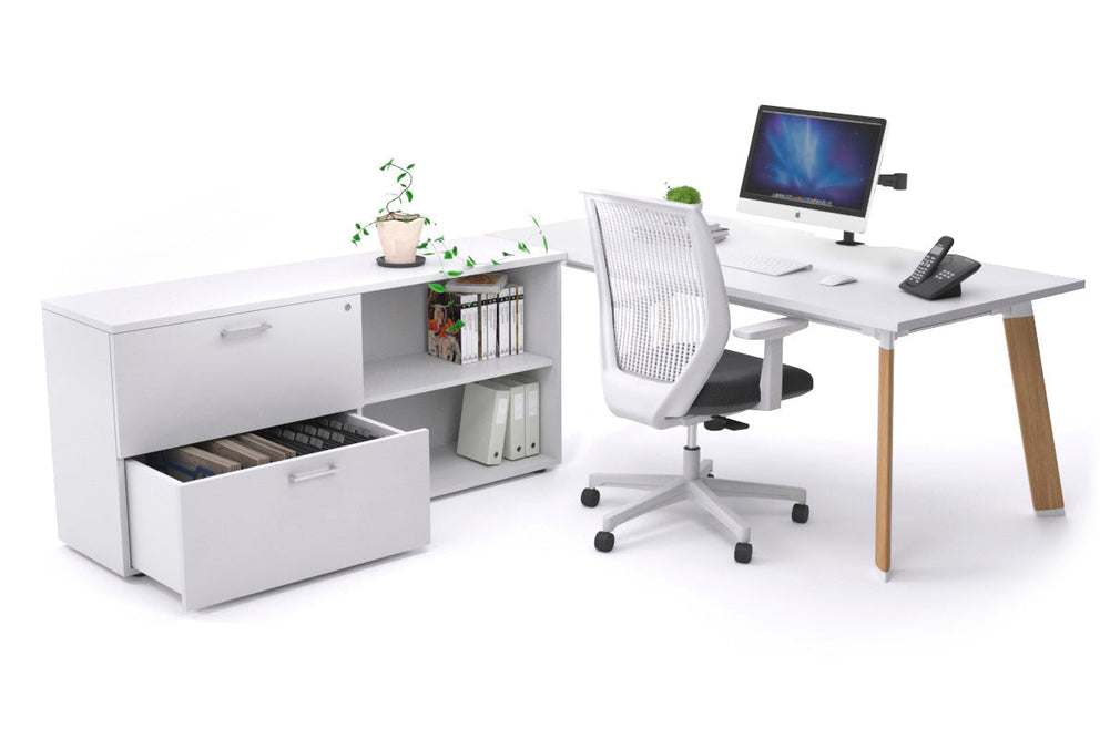 Switch Executive Setting With Uniform Spine - Wood Imprint Frame [1800L x 800W with Cable Scallop]-white none 2 drawer open filing cabinet