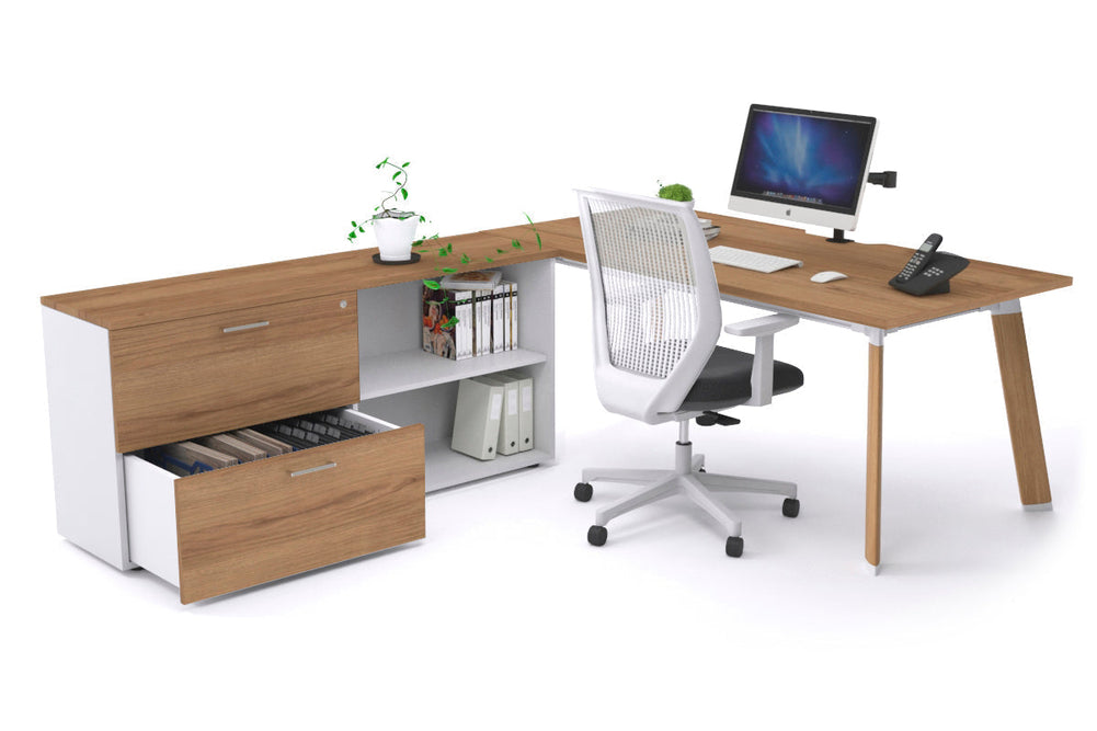 Switch Executive Setting With Uniform Spine - Wood Imprint Frame [1800L x 800W with Cable Scallop]-salvage oak none 2 drawer open filing cabinet