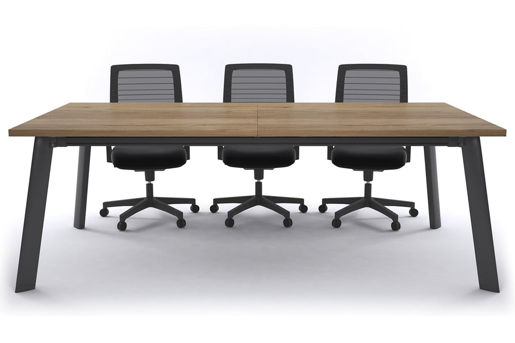 Switch Meeting Room Table [2400L x 1200W]-Black salvage oak 