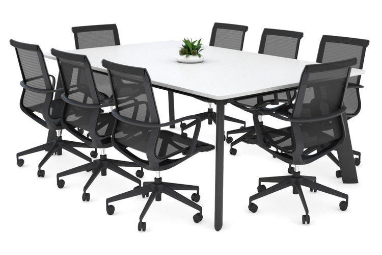 Switch Meeting Room Table - Radius Corners [1800L x 1100W] Jasonl black leg white 