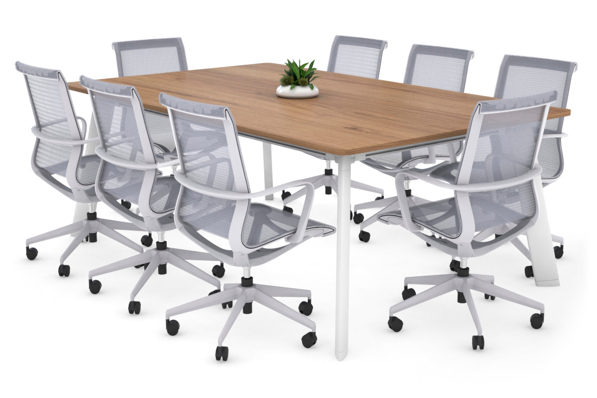 Switch Meeting Room Table - Radius Corners [1800L x 1100W] Jasonl white leg salvage oak 