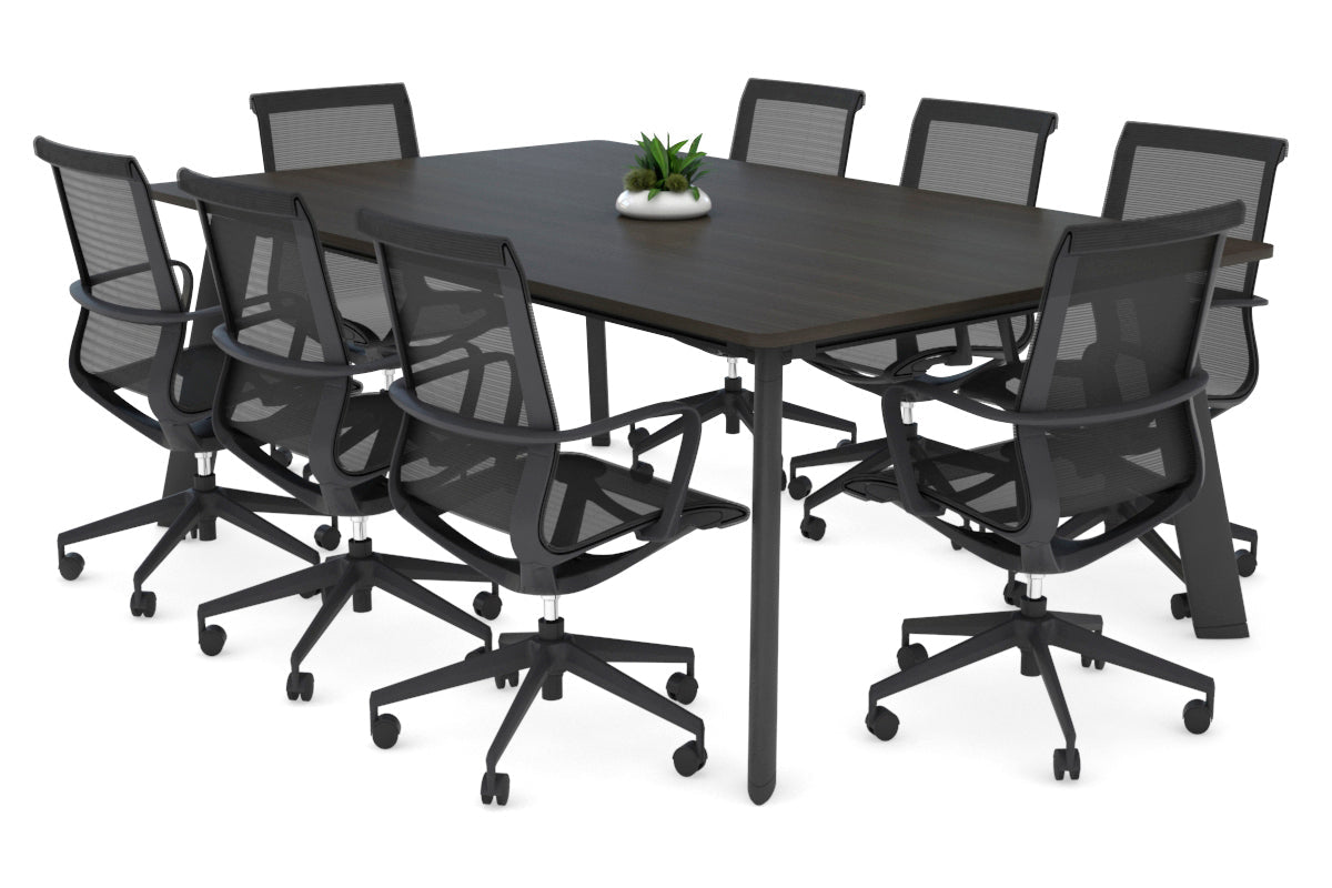 Switch Meeting Room Table - Radius Corners [1800L x 1100W] Jasonl black leg dark oak 