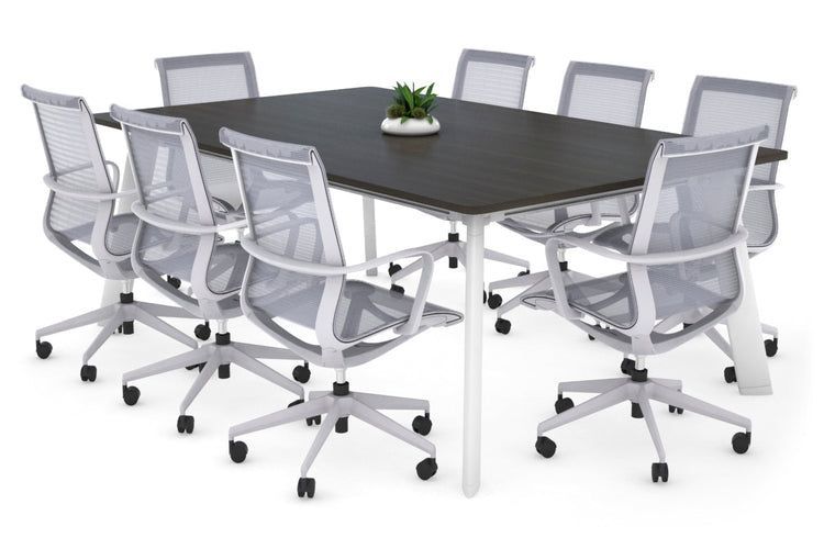 Switch Meeting Room Table - Radius Corners [1800L x 1100W] Jasonl white leg dark oak 