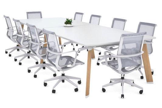 Switch Meeting Room Table - Radius Corners [3200L x 1100W] Jasonl wood imprint leg white 