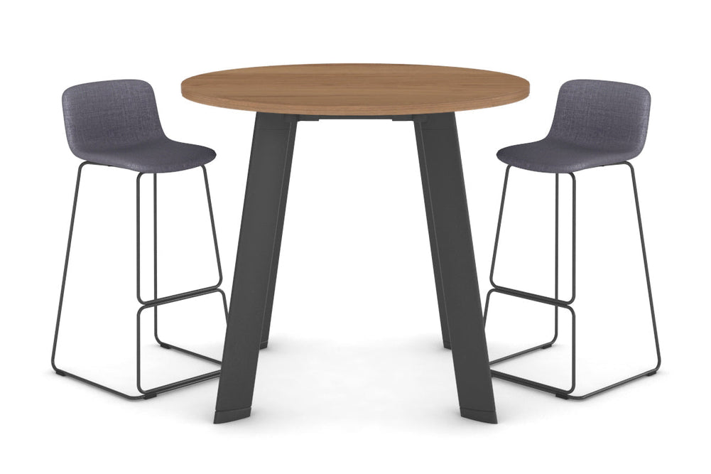 Switch Round Counter Table Frame [1000 mm]-Black leg salvage oak 