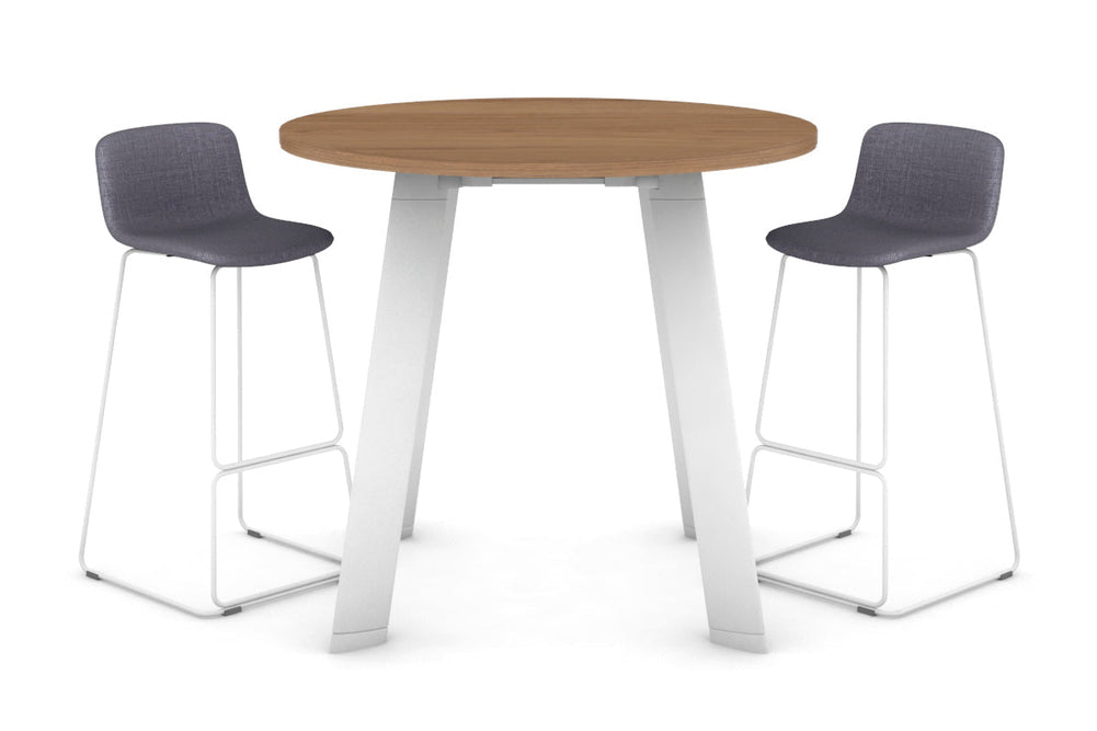 Switch Round Counter Table Frame [1200 mm]-White leg salvage oak 