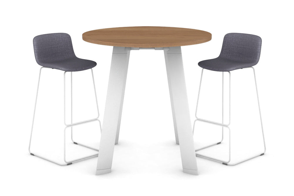 Switch Round Counter Table Frame [800 mm]-White leg salvage oak 