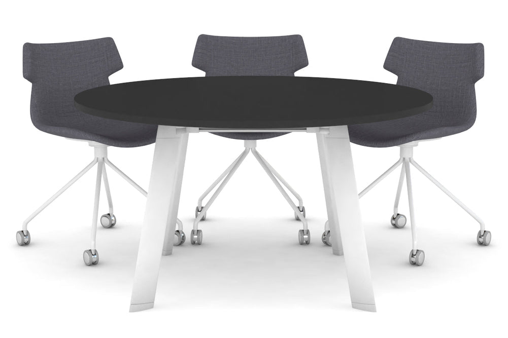 Switch Round Meeting Table [1000 mm]-white leg black 