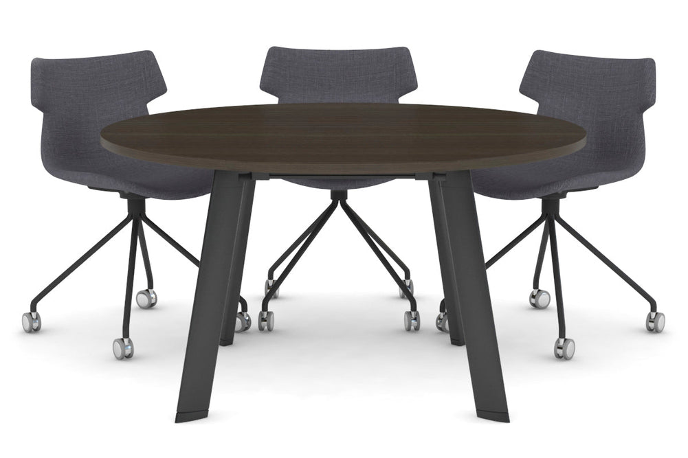 Switch Round Meeting Table [1000 mm]-black leg dark oak 