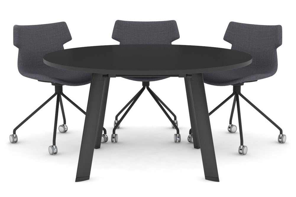 Switch Round Meeting Table [1000 mm]-black leg black 