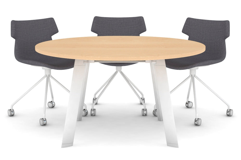 Switch Round Meeting Table [1000 mm]-white leg maple 