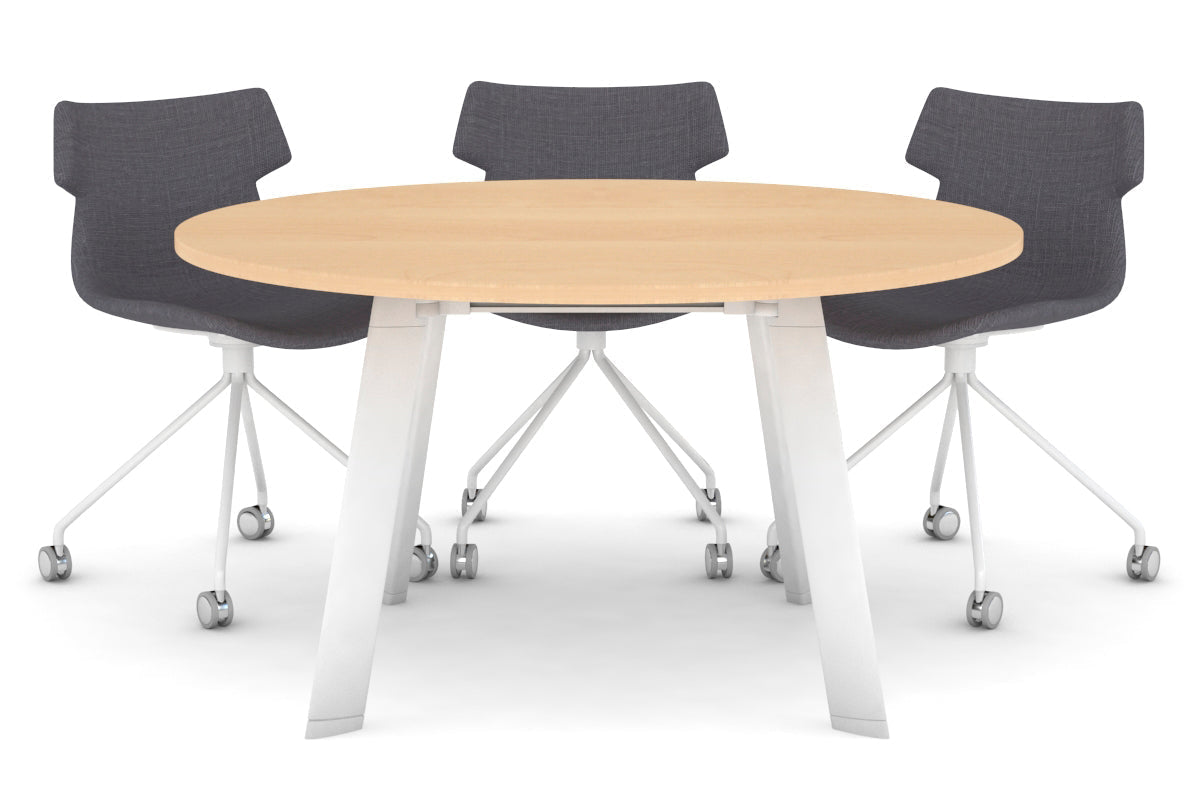 Switch Round Meeting Table [1000 mm] Jasonl white leg maple 