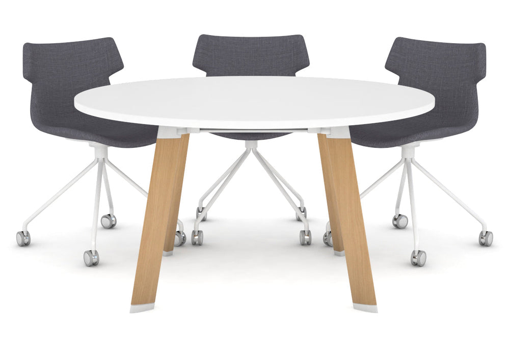 Switch Round Meeting Table [1000 mm]-wood imprint leg white 