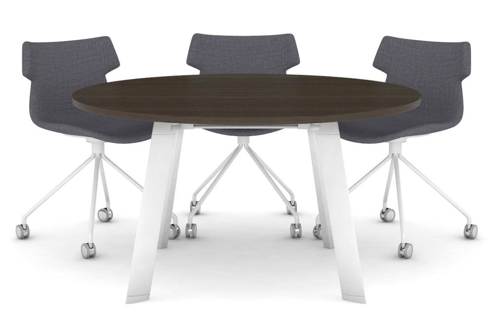 Switch Round Meeting Table [1000 mm]-white leg dark oak 