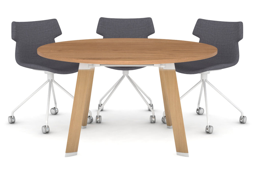 Switch Round Meeting Table [1000 mm]-wood imprint leg salvage oak 