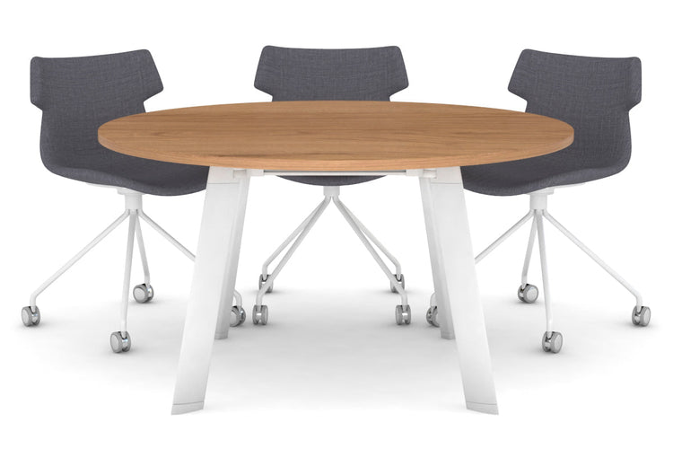 Switch Round Meeting Table [1000 mm] Jasonl white leg salvage oak 