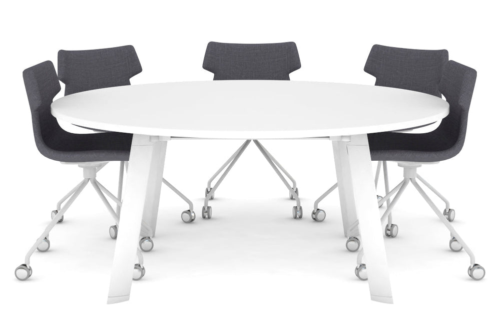 Switch Round Meeting Table [1200 mm]-white leg white 