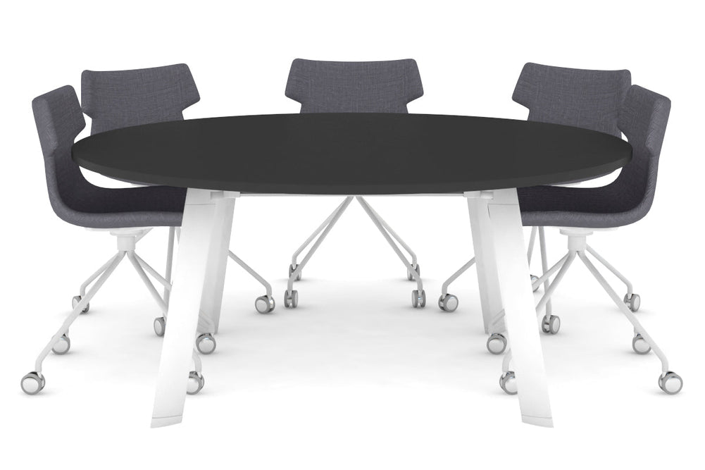 Switch Round Meeting Table [1200 mm]-white leg black 