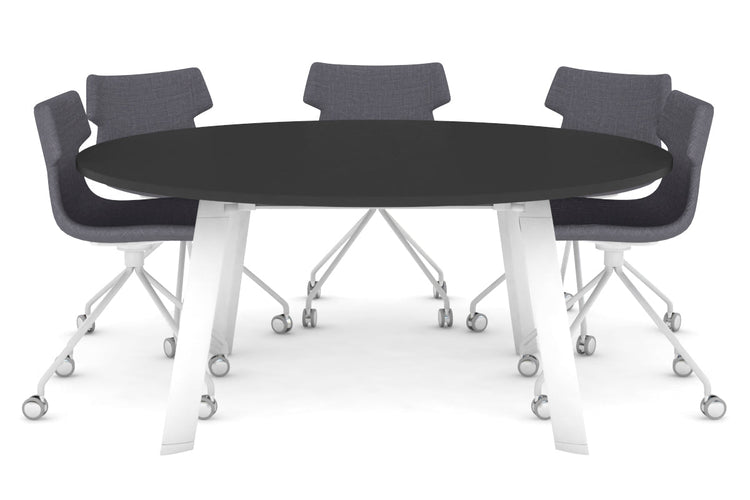 Switch Round Meeting Table [1200 mm] Jasonl white leg black 