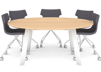 Switch Round Meeting Table [1200 mm] Jasonl white leg maple 