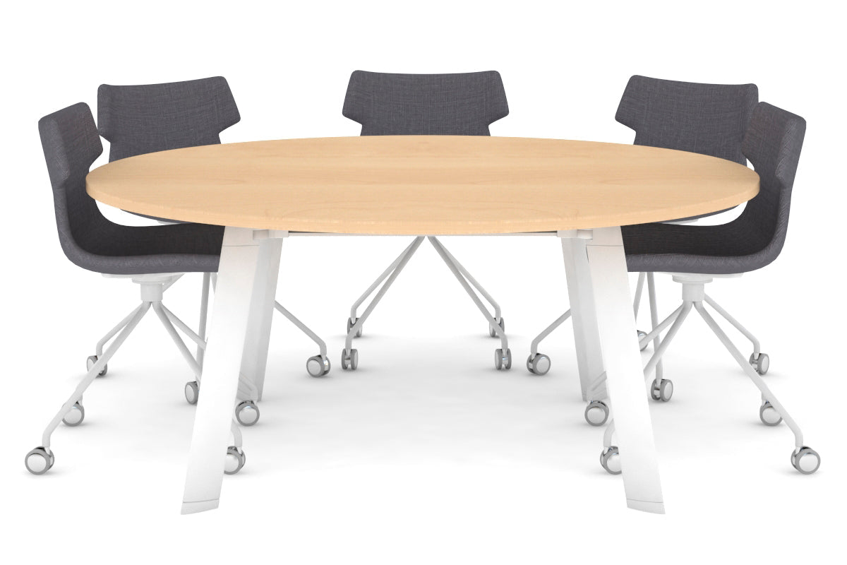 Switch Round Meeting Table [1200 mm] Jasonl white leg maple 