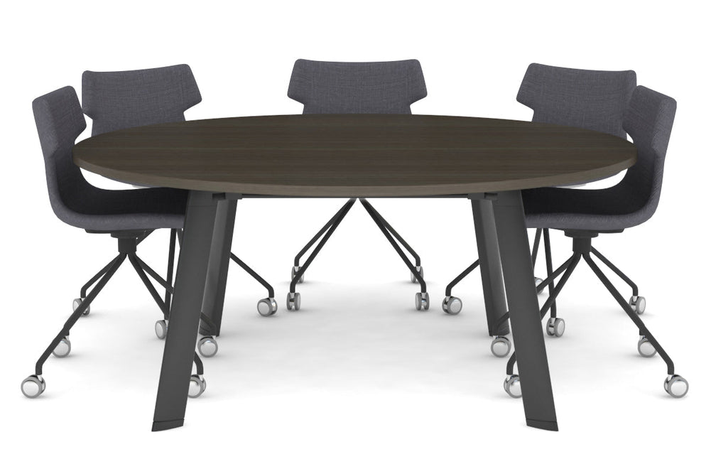 Switch Round Meeting Table [1200 mm]-black leg dark oak 