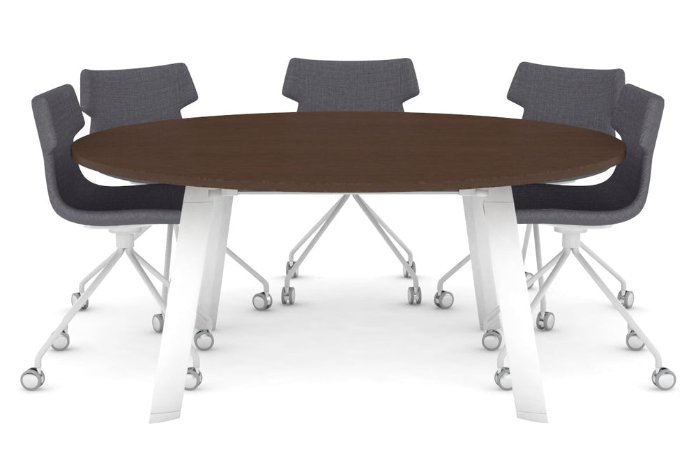 Switch Round Meeting Table [1200 mm]-white leg wenge 