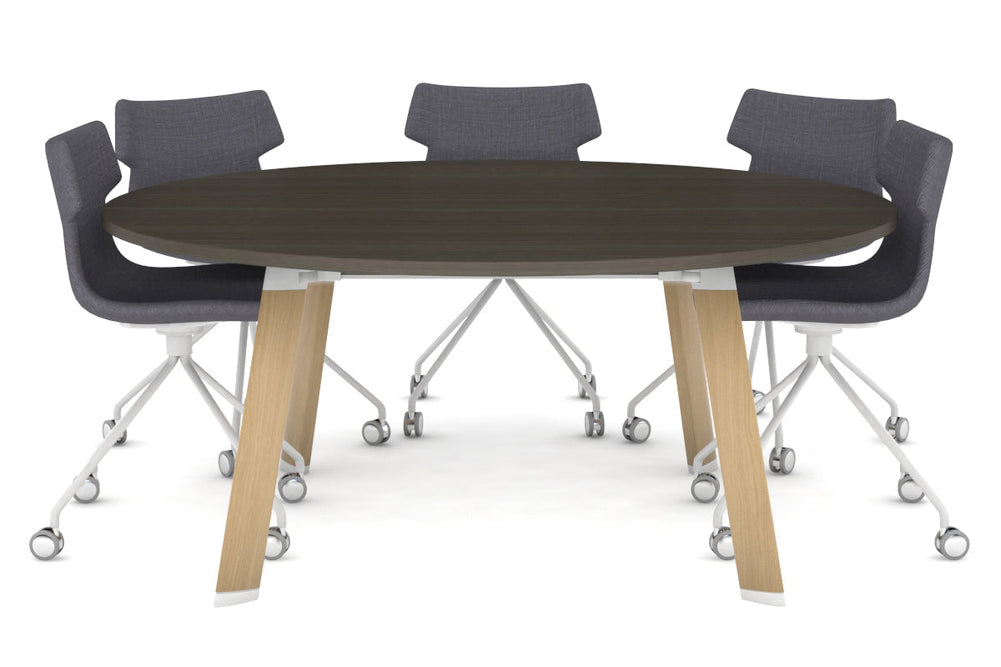 Switch Round Meeting Table [1200 mm]-wood imprint leg dark oak 
