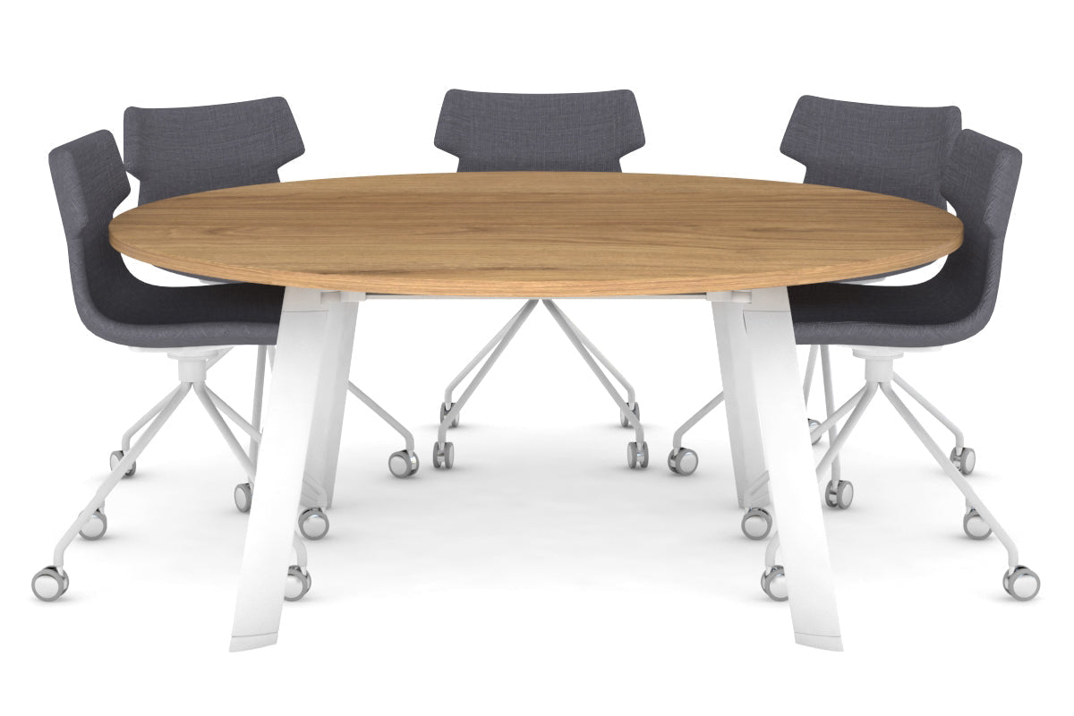 Switch Round Meeting Table [1200 mm] Jasonl white leg salvage oak 