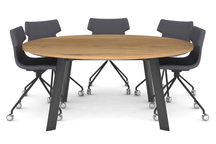 Switch Round Meeting Table [1200 mm] Jasonl black leg salvage oak 