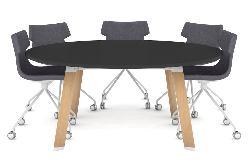 Switch Round Meeting Table [1200 mm]-wood imprint leg black 