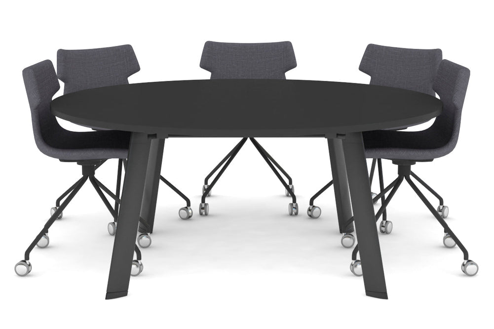 Switch Round Meeting Table [1200 mm]-black leg black 