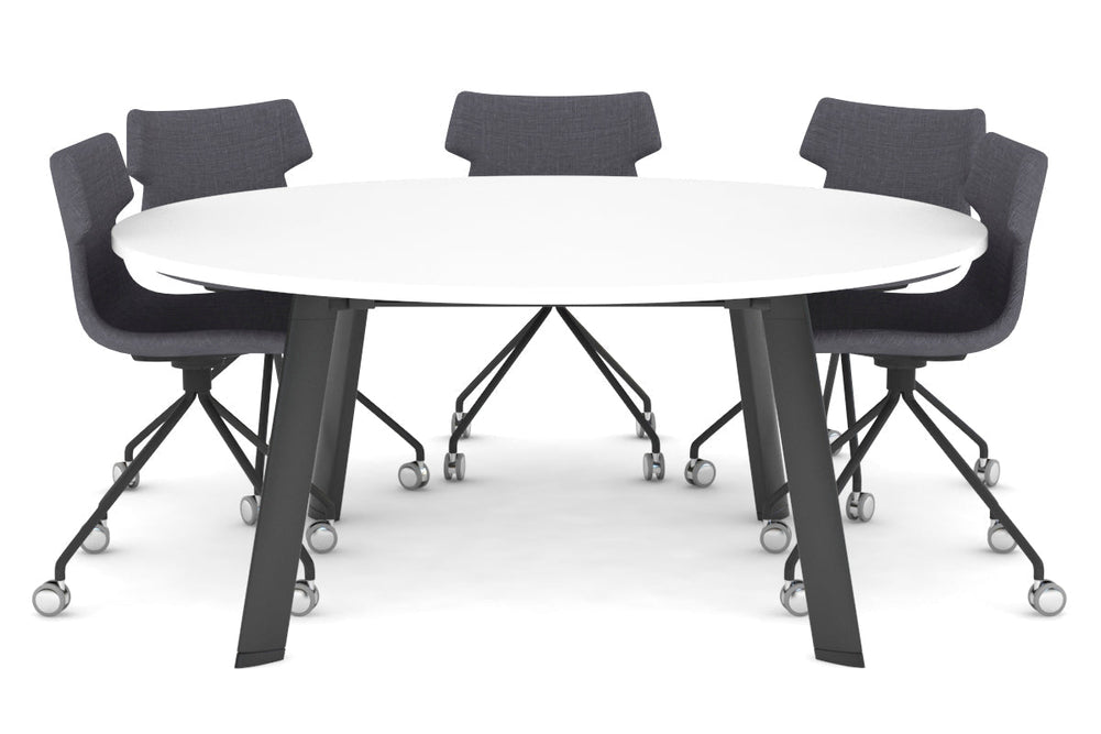 Switch Round Meeting Table [1200 mm]-black leg white 