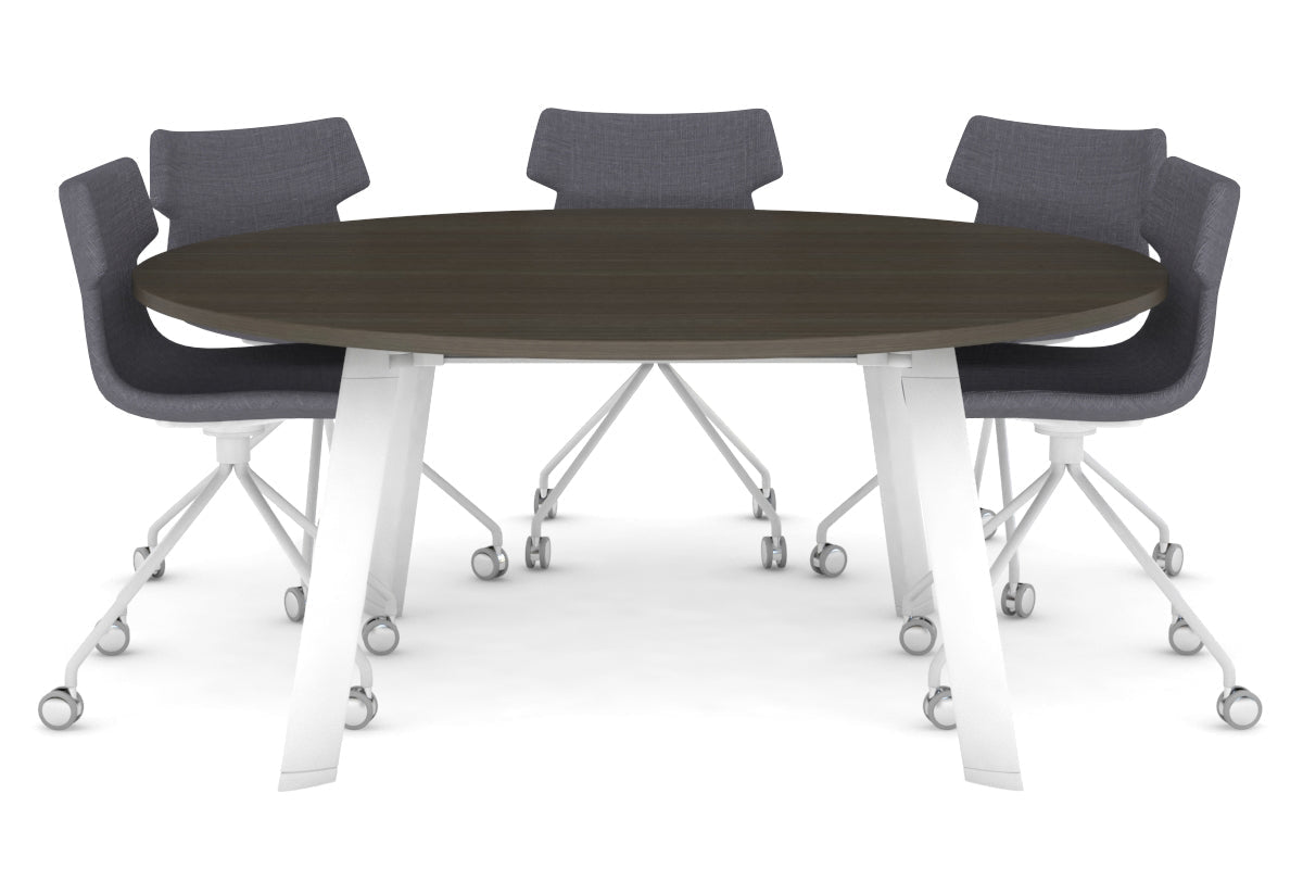 Switch Round Meeting Table [1200 mm] Jasonl white leg dark oak 