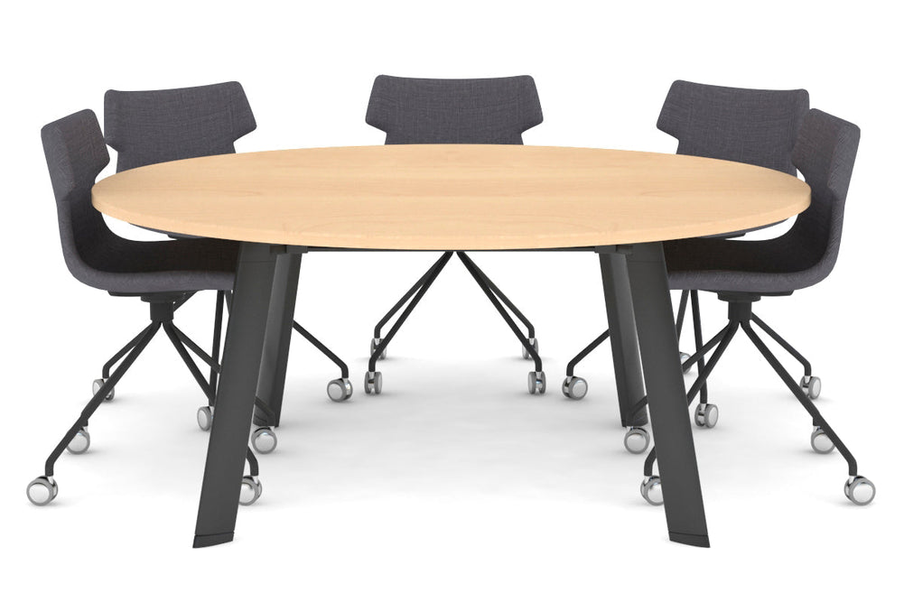 Switch Round Meeting Table [1350 mm]-black leg maple 